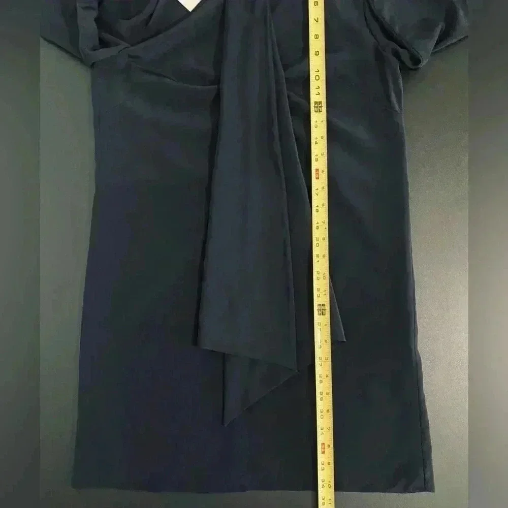 Tibi New Silk Crepe Tie Neck Mini Dress Size 6 Cocktail Party 70s Retro Office